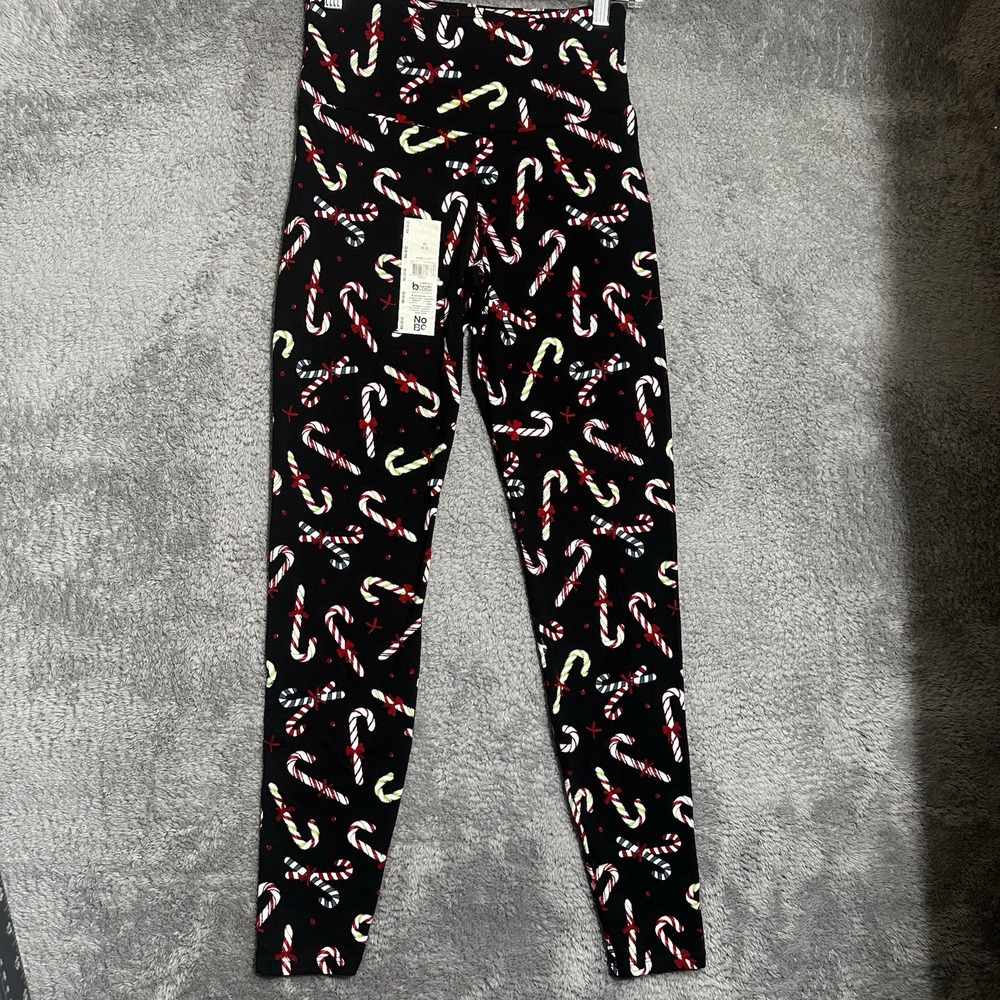 No Boundaries Leggings Womens XS BlackCandy Cane Holiday Christmas High Rise NEW